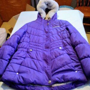 ZeroXposur Coat Youth Size 14 Purple Quilted Insulated Faux Fur Hood Outerwear